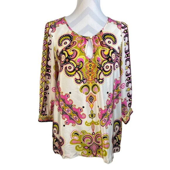 Tibi Women's Quarter Sleeve Silk Tunic Size 6 Multicolor - Picture 1 of 7